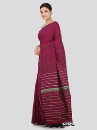 Handloom Cotton Khesh Saree - Maroon, Cotton