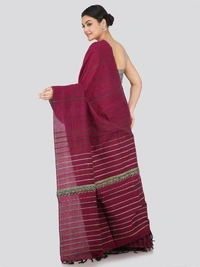Handloom Cotton Khesh Saree - Maroon, Cotton