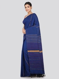 Handloom Cotton Khesh Saree - Blue, Cotton (CK)