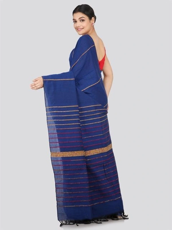 Handloom Cotton Khesh Saree - Blue, Cotton (CK)