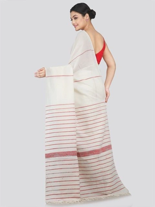 Handloom Cotton Khesh Saree - White, Cotton, Cotton (CK)