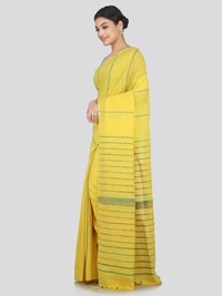 Handloom Cotton Khesh Saree - Yellow, Cotton, Cotton