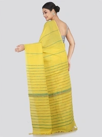Handloom Cotton Khesh Saree - Yellow, Cotton, Cotton