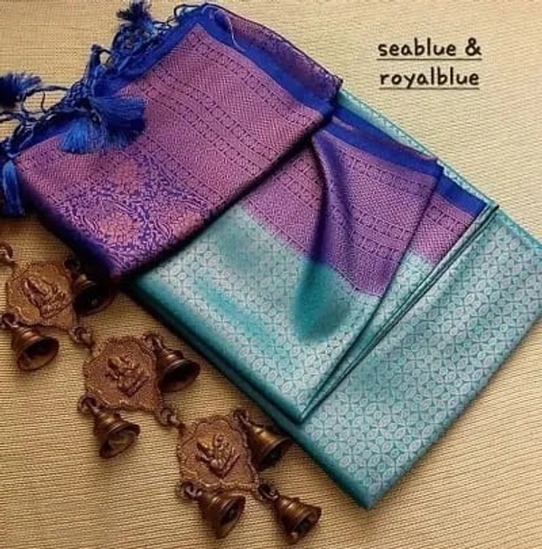 Kanjeevaram Art Silk Woven Design Sarees - Hippie Blue, Art Silk
