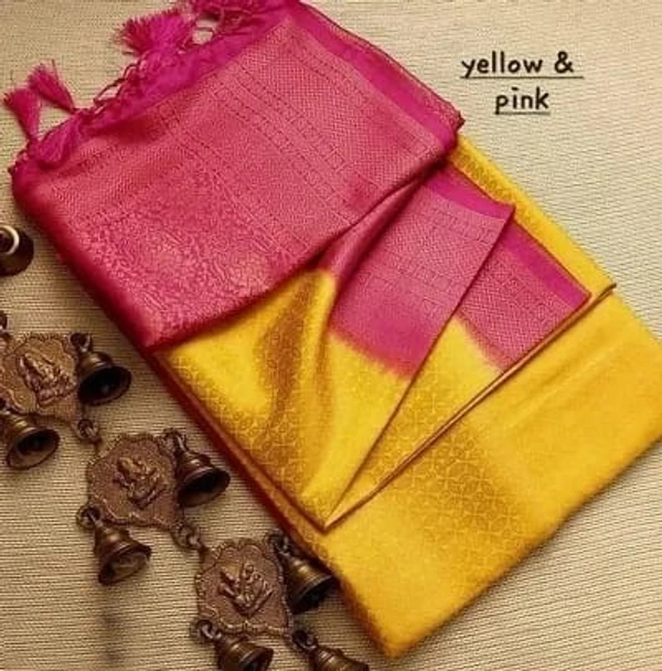 Kanjeevaram Art Silk Woven Design Sarees - Yellow, Art Silk