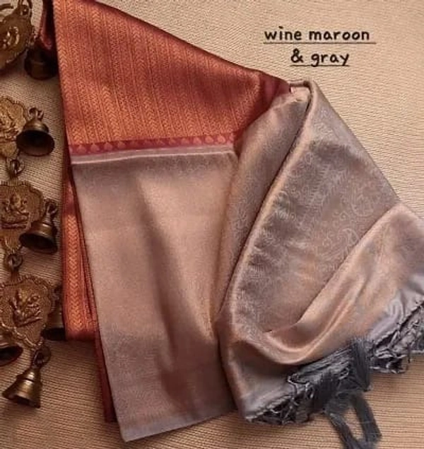 Kanjeevaram Art Silk Woven Design Sarees - Brown, Art Silk