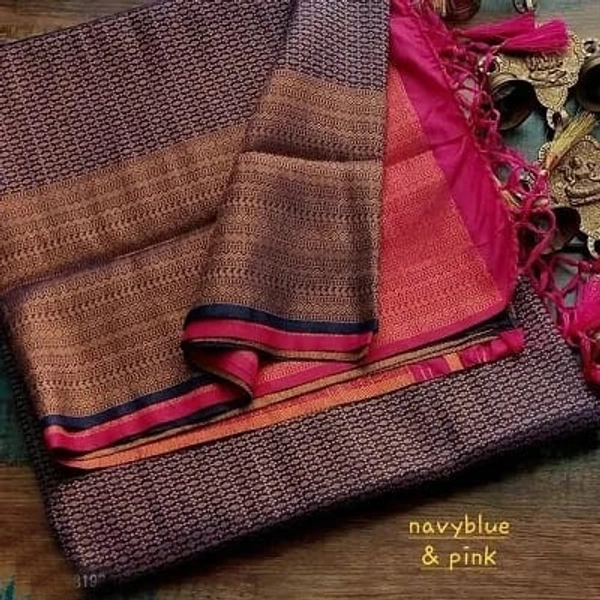 Kanjeevaram Art Silk Woven Design Sarees - Navy Blue, Art Silk