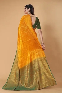 Kanjeevaram Art Silk Woven Design Sarees - Gold, Art Silk