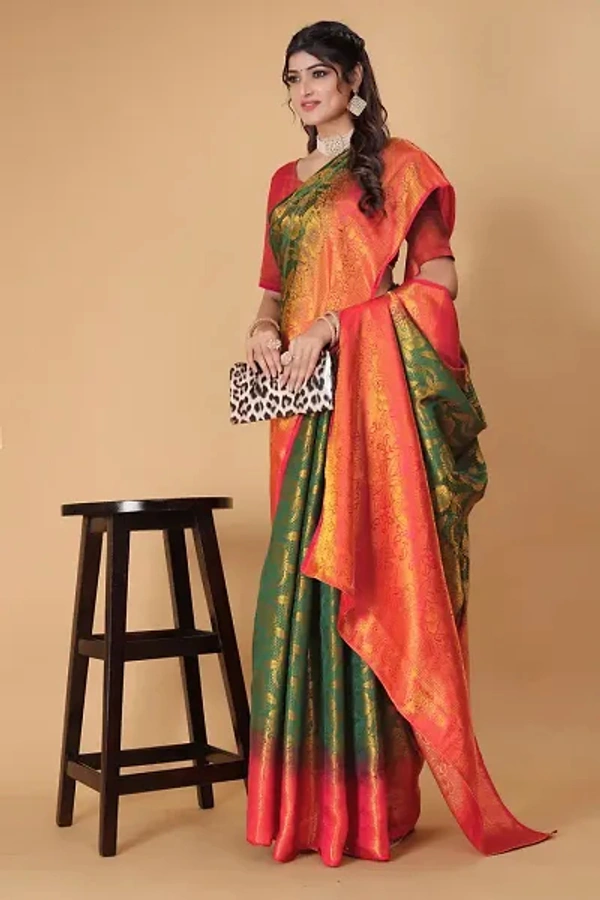 Kanjeevaram Art Silk Woven Design Sarees - Japanese Laurel