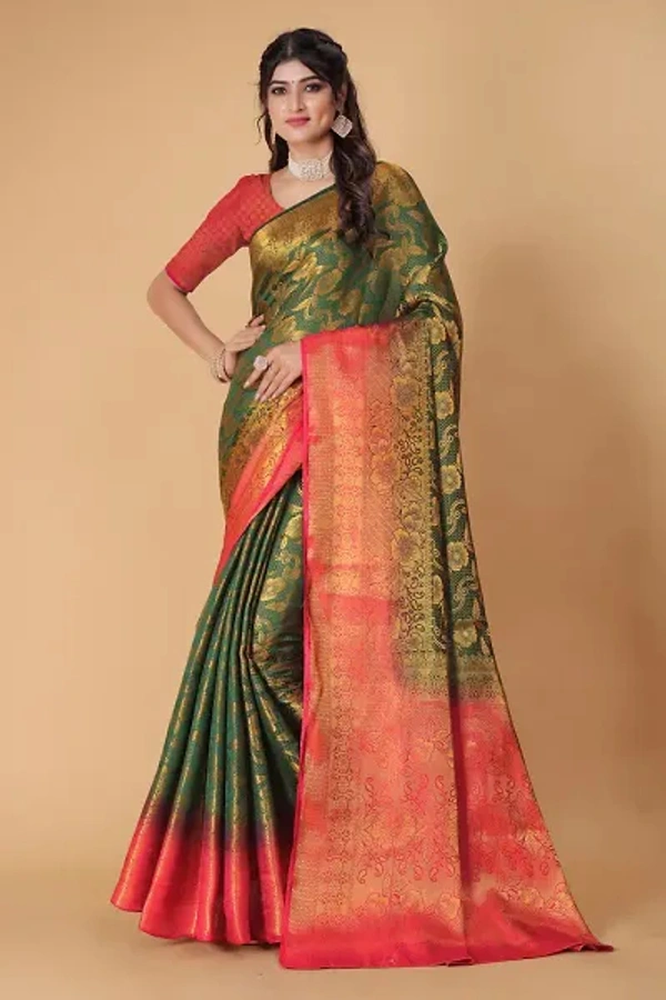 Kanjeevaram Art Silk Woven Design Sarees - Japanese Laurel