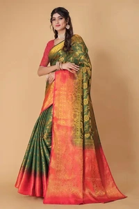 Kanjeevaram Art Silk Woven Design Sarees - Japanese Laurel