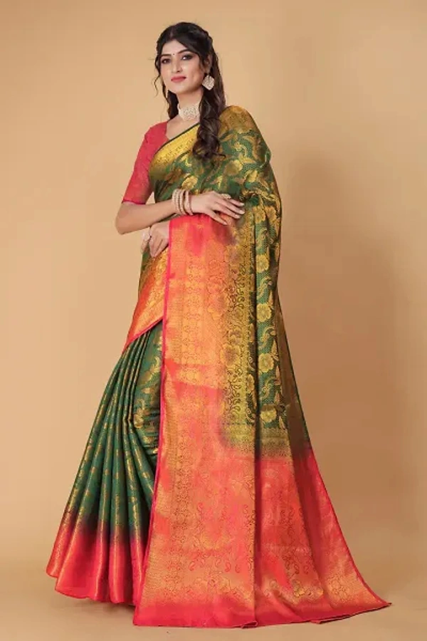 Kanjeevaram Art Silk Woven Design Sarees - Japanese Laurel