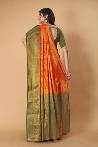 Kanjeevaram Art Silk Woven Design Sarees - Web Orange