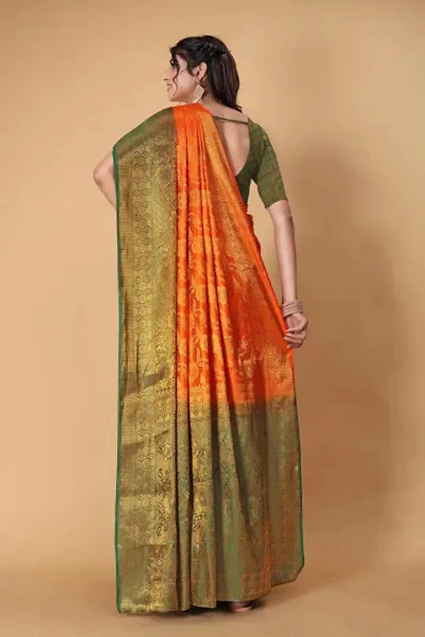 Kanjeevaram Art Silk Woven Design Sarees - Web Orange