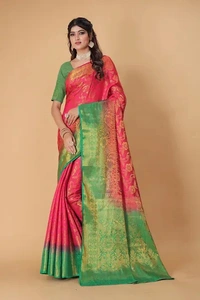 Kanjeevaram Art Silk Woven Design Sarees - Red