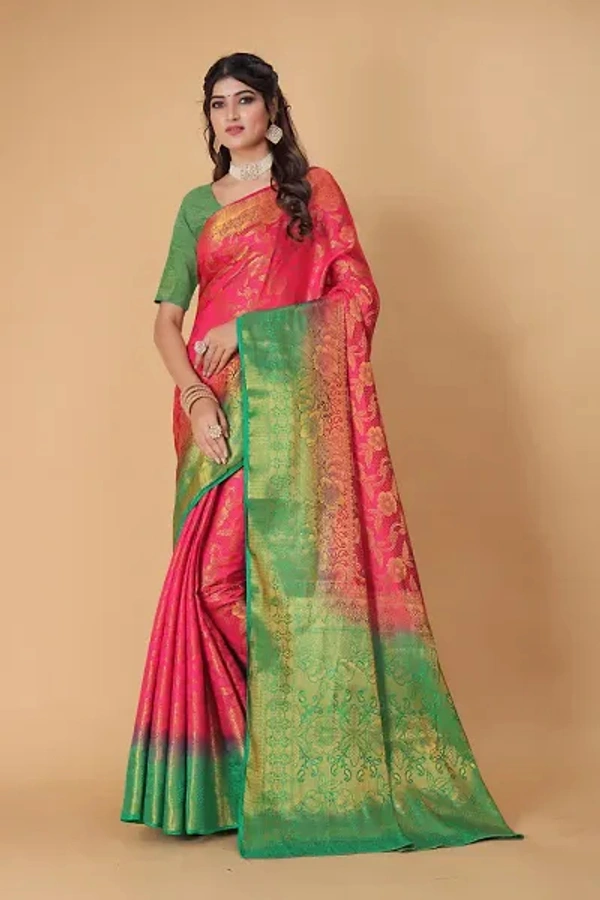 Kanjeevaram Art Silk Woven Design Sarees - Red