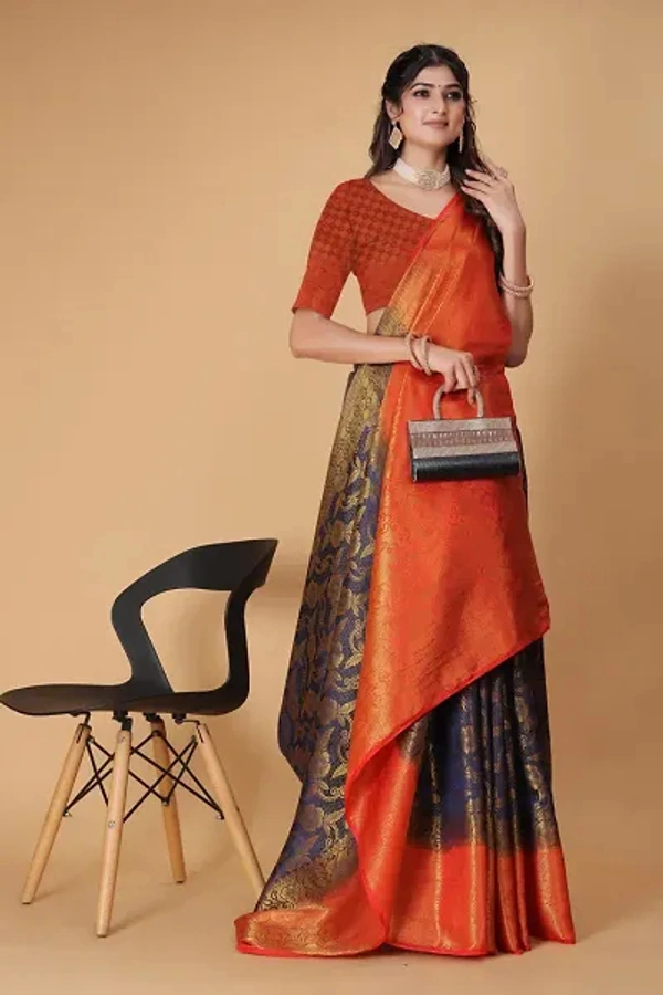 Kanjeevaram Art Silk Woven Design Sarees - Navy Blue