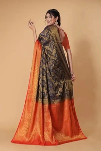 Kanjeevaram Art Silk Woven Design Sarees - Navy Blue