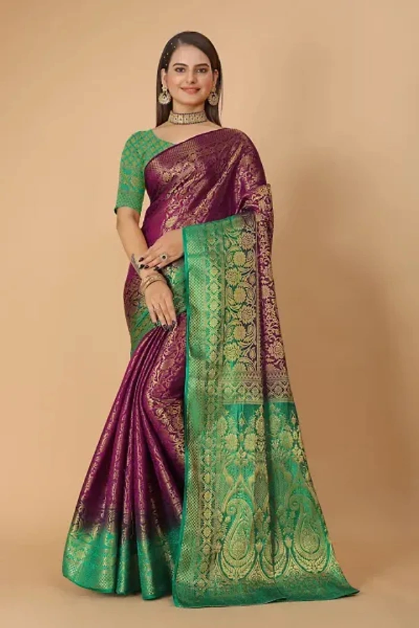 Kanjeevaram Art Silk Woven Design Sarees - Electric Violet