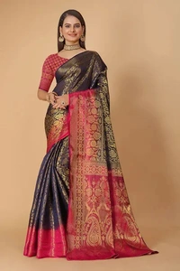 Kanjeevaram Art Silk Woven Design Sarees - Cherry Pie