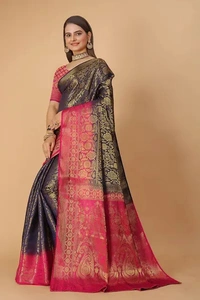 Kanjeevaram Art Silk Woven Design Sarees - Cherry Pie