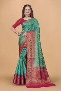 Kanjeevaram Art Silk Woven Design Sarees - Eastern Blue