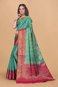 Kanjeevaram Art Silk Woven Design Sarees - Eastern Blue