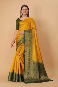 Kanjeevaram Art Silk Woven Design Sarees - Bright Sun
