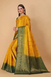 Kanjeevaram Art Silk Woven Design Sarees - Bright Sun