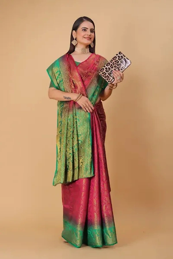 Kanjeevaram Art Silk Woven Design Sarees - Brick Red