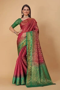 Kanjeevaram Art Silk Woven Design Sarees - Brick Red