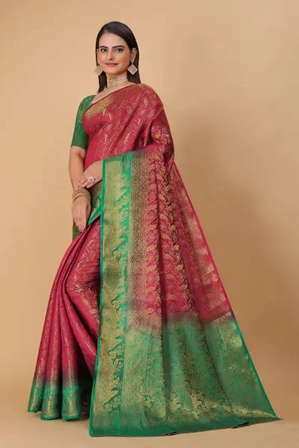 Kanjeevaram Art Silk Woven Design Sarees - Brick Red