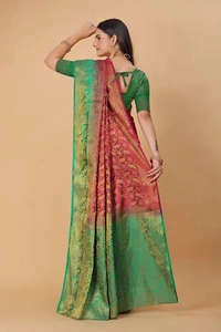 Kanjeevaram Art Silk Woven Design Sarees - Brick Red