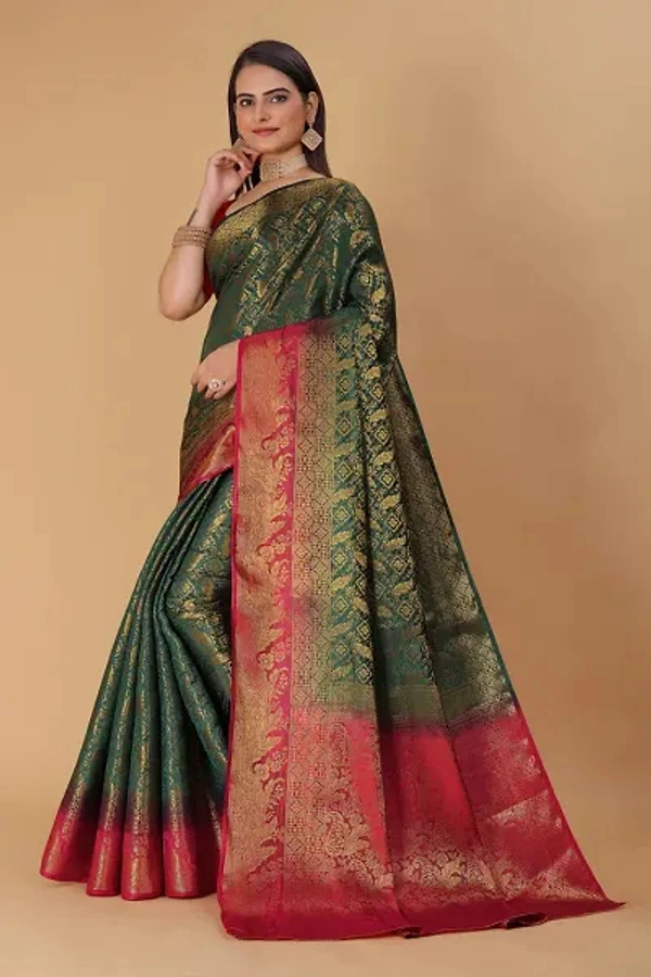 Kanjeevaram Art Silk Woven Design Sarees - Blue Stone