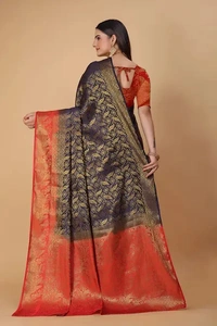 Kanjeevaram Art Silk Woven Design Sarees - Black