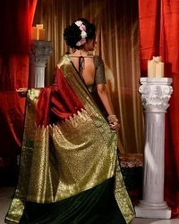 Two Tone Jacquard Tanchui Banarashi Silk Saree - Red