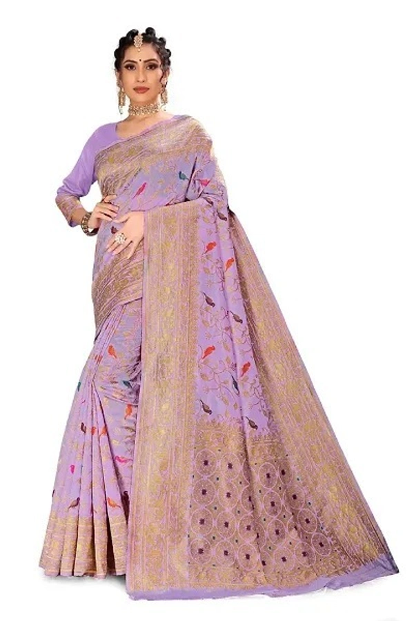 Kanjeevaram Art Silk Woven Design Sarees - Electric Violet