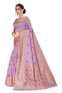 Kanjeevaram Art Silk Woven Design Sarees - Electric Violet