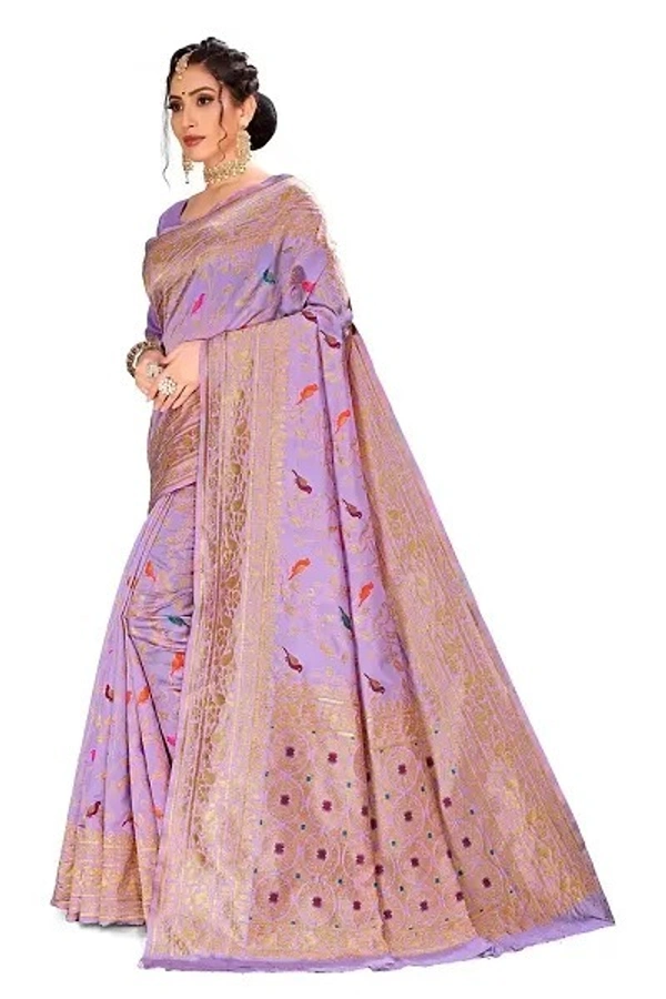 Kanjeevaram Art Silk Woven Design Sarees - Electric Violet