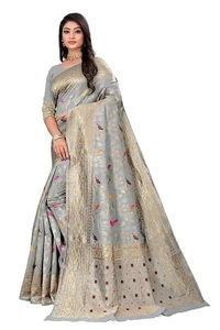 Kanjeevaram Art Silk Woven Design Sarees - Gray