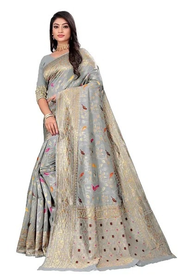 Kanjeevaram Art Silk Woven Design Sarees - Gray