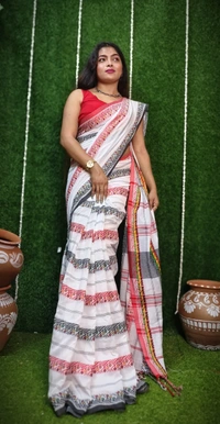 Dhaniakhali Handloom Cotton Saree - White