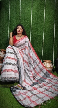 Dhaniakhali Handloom Cotton Saree - White