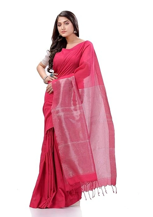 Handloom Solid Color 2D Pallu Saree - Radical Red, Cotton, Cotton (CK)