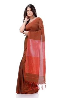 Handloom Solid Color 2D Pallu Saree - Maroon