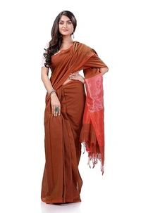 Handloom Solid Color 2D Pallu Saree - Maroon