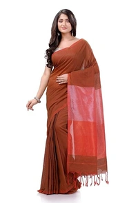 Handloom Solid Color 2D Pallu Saree - Maroon