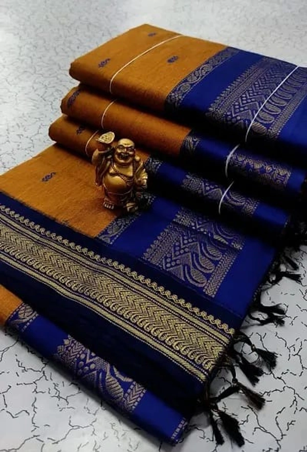 Elegant South Cotton Jacquard Woven Saree - Gold