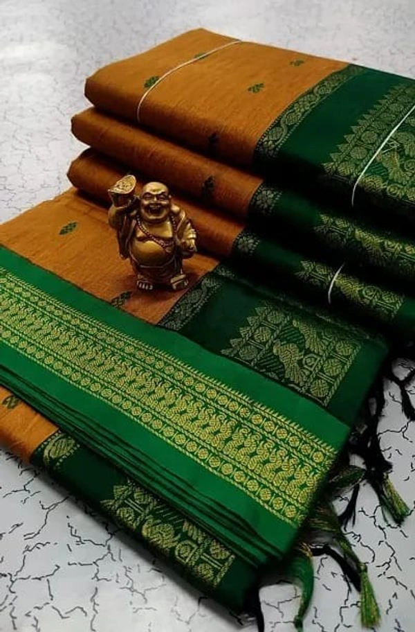 Elegant South Cotton Jacquard Woven Saree - Husk, Cotton