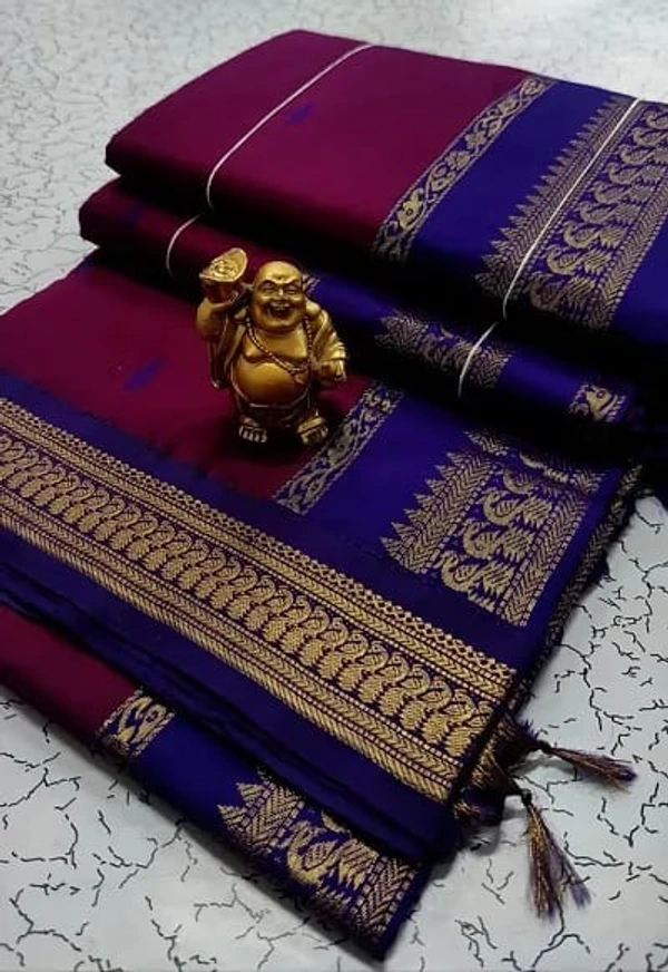 Elegant South Cotton Jacquard Woven Saree - Magenta / Fuchsia